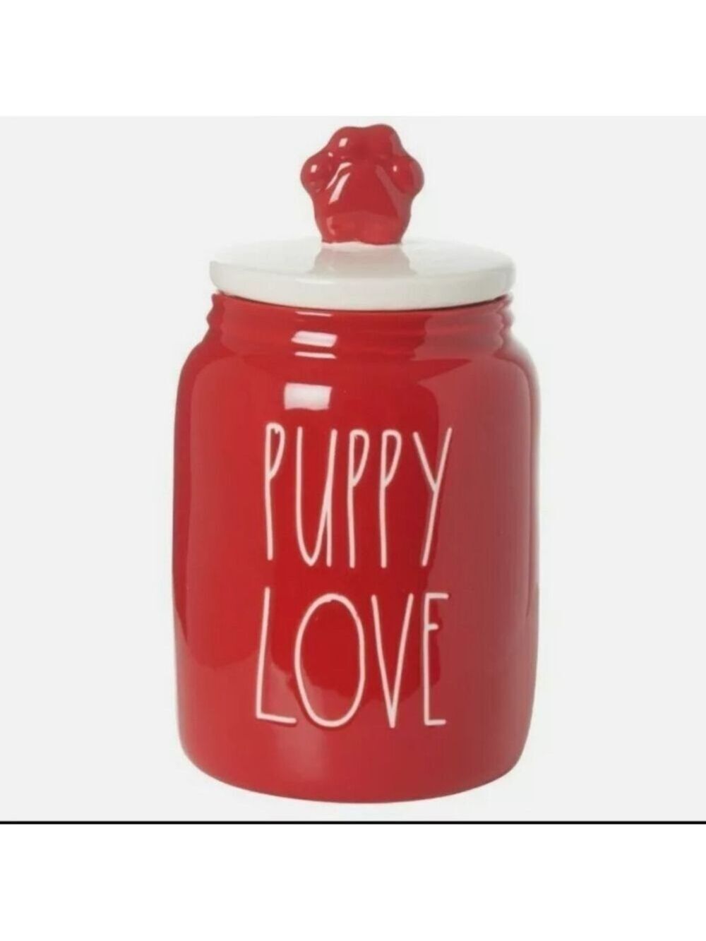 NEW Rae Dunn Puppy Love Treat Canister with Paw Topper